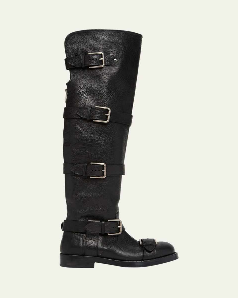 Leather Buckle Ankle Boots